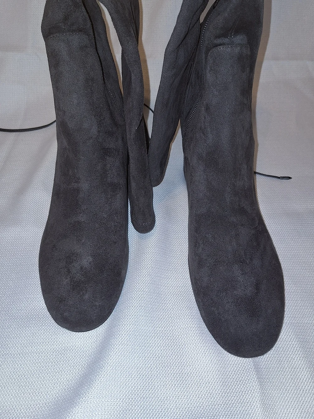 Sam Edelman VINNEY Women's Gray Knee High Riding Boots Almond Toe Lace Zip 11M